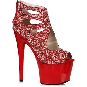 Ellie Shoes Red Ankle Boots w/ Rhinestones, 709-WENDY Size 7, Platform Stiletto
